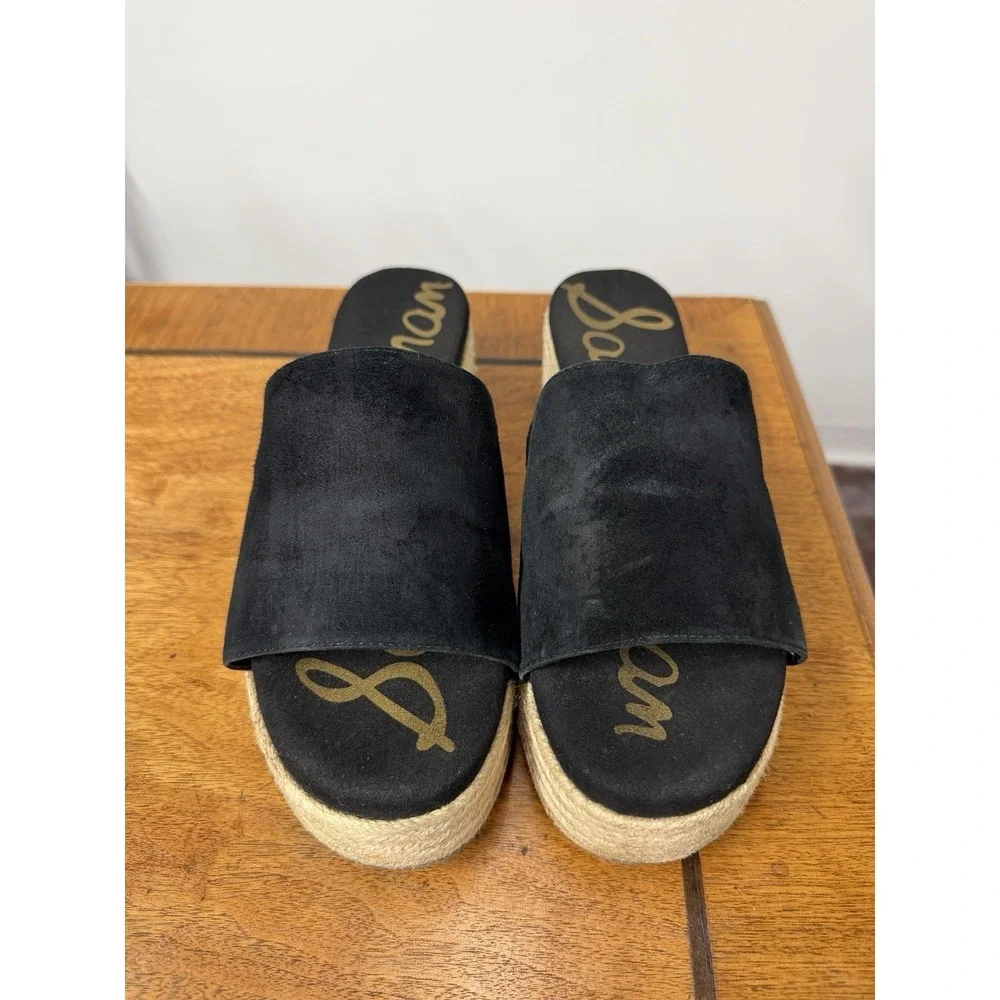 Sam Edelman Women's Size 10  Black Weslee Em Espadrilles Platform Sandals Cork